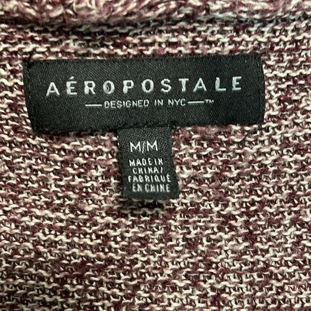 Aeropostale Women Burgundy/White Hooded Knit Sweater MEDIUM - Picture 4 of 5